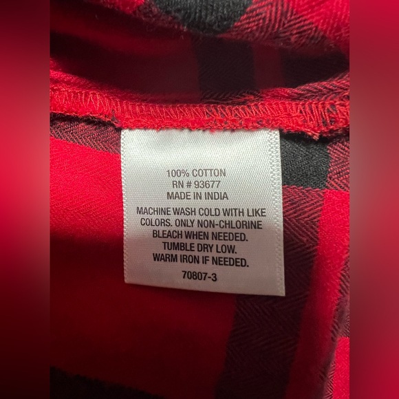 St. John’s Bay, red and black flannel, button-down shirt size medium NWT - Picture 5 of 8